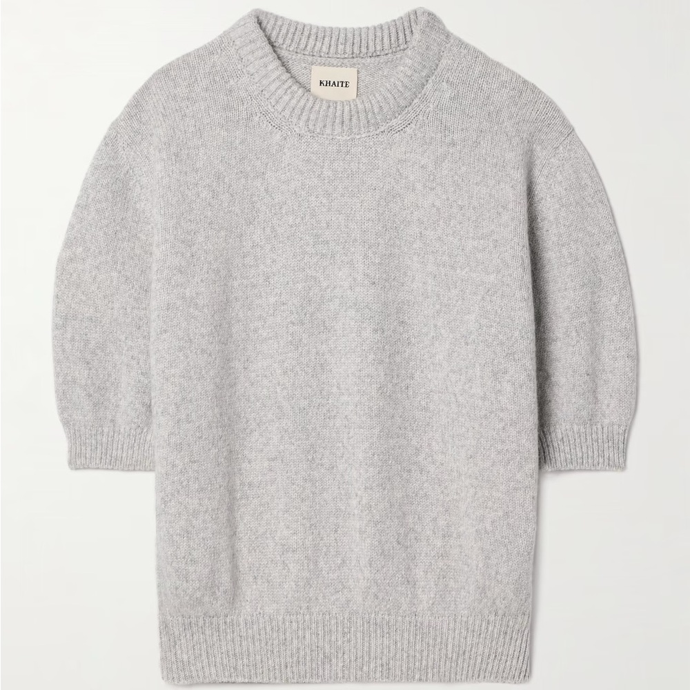 KHAITE Davin Cashmere Light Gray Crew Neck Sweater